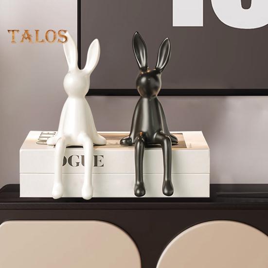 Ceramic Bunny Figurine Sitting Rabbit Sculpture Minimalist Bunny Statue for Counter Desk Bookshelf Home Bar Office Decoration
