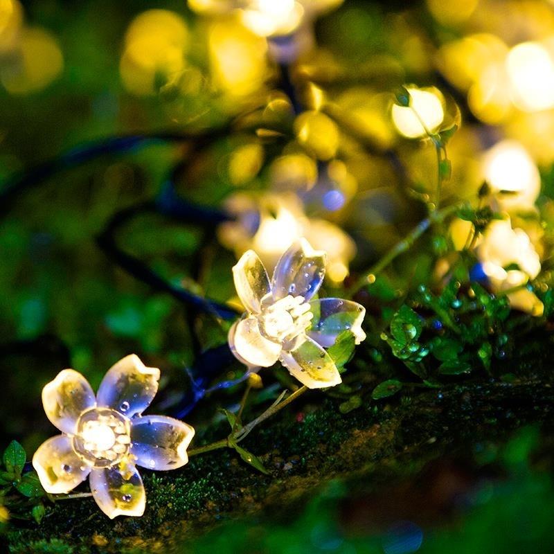 Outdoor Garden Sakura Flower Solar Lamp 10/20/50LED String Fairy Lights Solar Garlands Garden Christmas Courtyard Decor