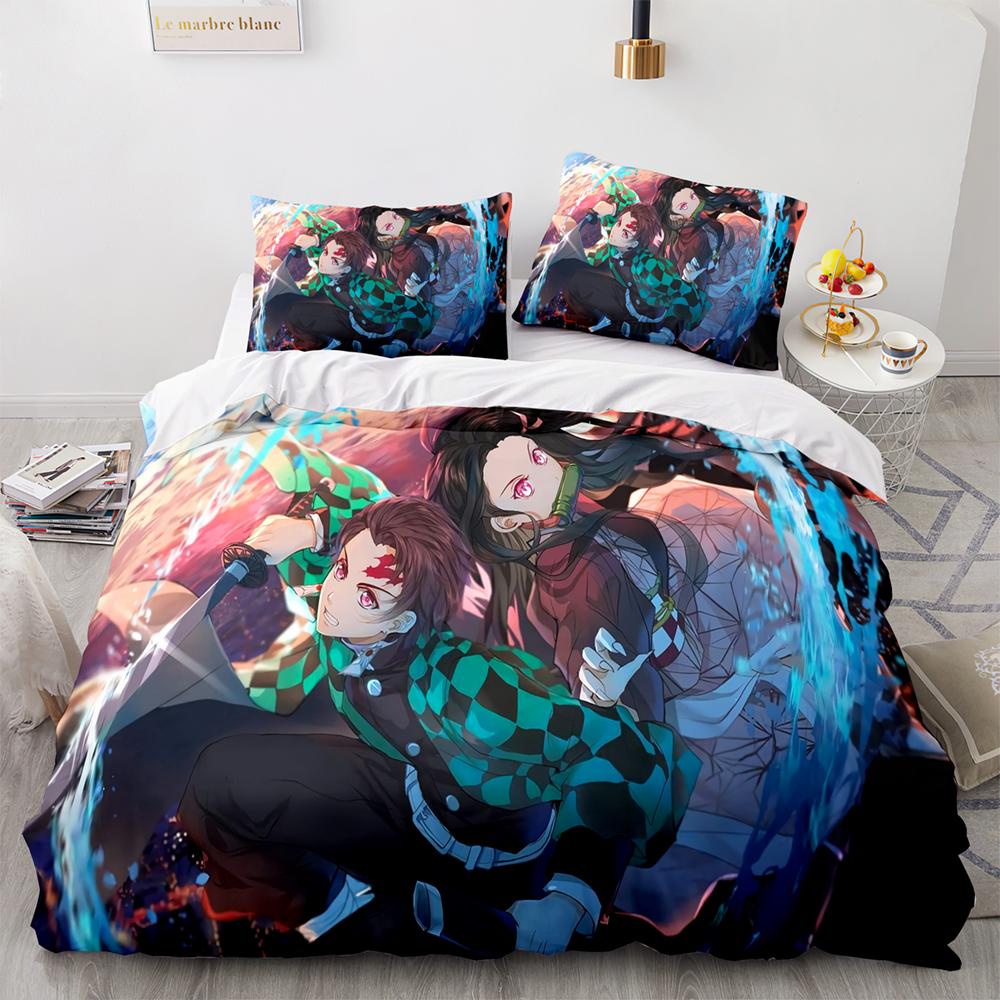 Comforter Kamado Tanjirou Bedding Set Single Twin Full Queen King Size Demon Slayer Bed Set Aldult Kid Bedroom S 3D Anime 33