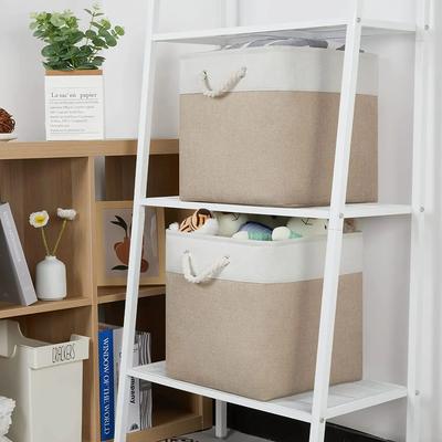 Cotton Linen Fabric Storage Box Cube Storage Bins Cloth Baskets for Shelf Storage Baskets Gift Empty Toy Baskets for Kids