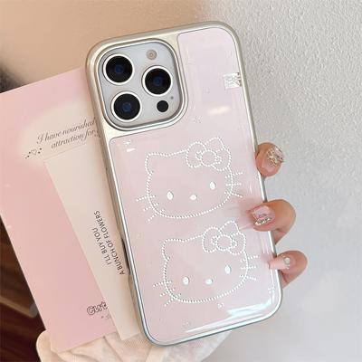 Resina Epoxi Dorada iPhone 16 Diseño de Gato Lindo, Adecuado para Modelos Apple 15 Pro Max y 17, Huawei Mate Samsung Electrochapado