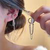 European Rhinestone Chain Tassel Ear Cuff: Stylish No-Piercing Metal Design