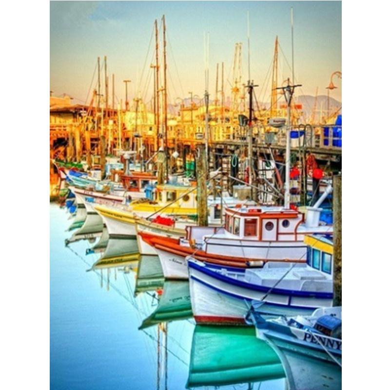 5D DIY Diamond Painting Dusk and Sailing Diamond Embroidery Cross Stitch Kit Full Rhinestone Mosaic Home Decor