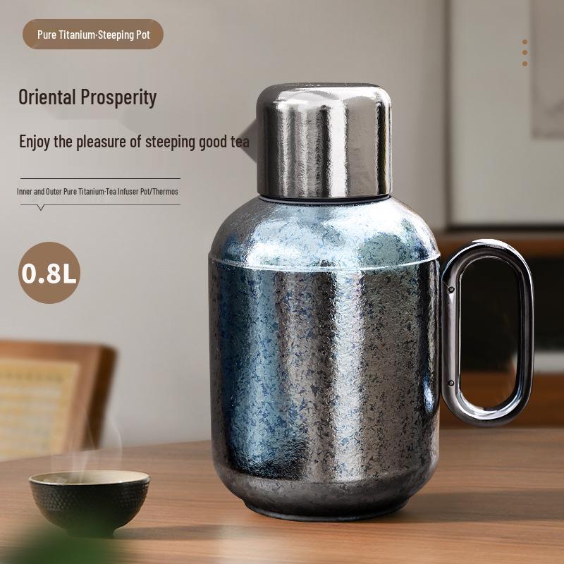 High-End 2026 Pure Titanium Stewed Tea Pot & Large Capacity Thermos Cup Set