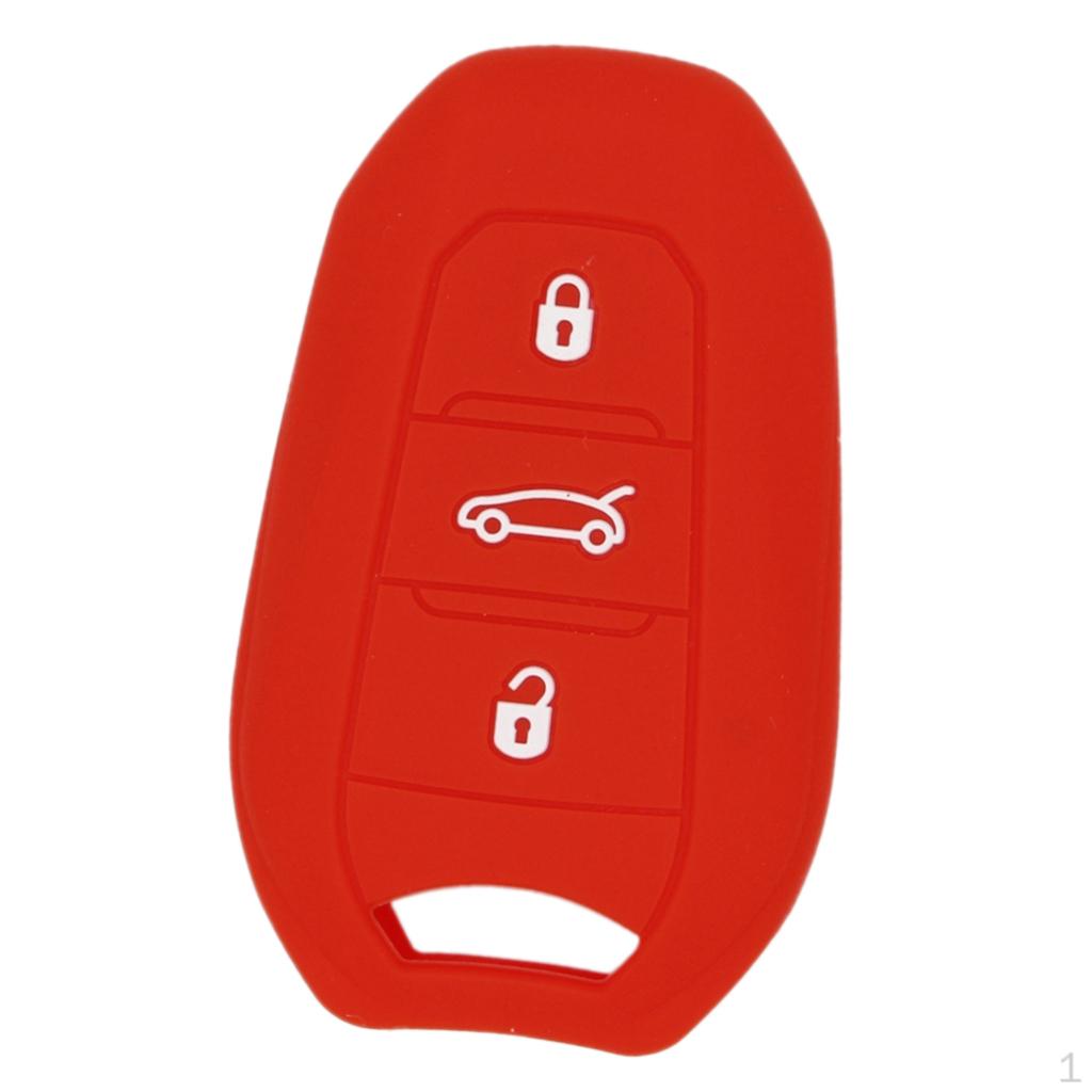 Silicone Car Key Case Cover Fit for 3 Buttons Remote Fob Protective Shell Red