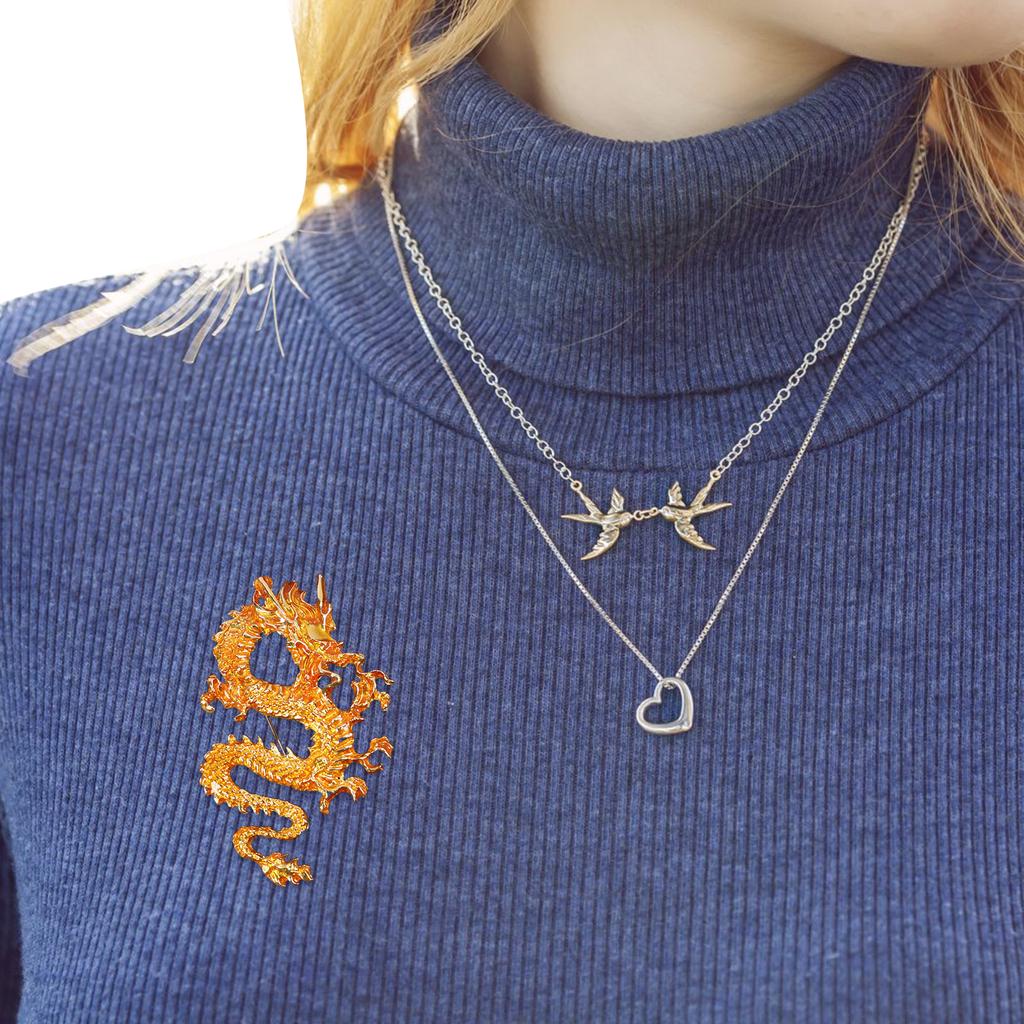 Unique Dragon Shaped Brooch Stylish Alloy Breastpin Traditional Chinese Zodiacs Style Breastpin Gift for Women Girls