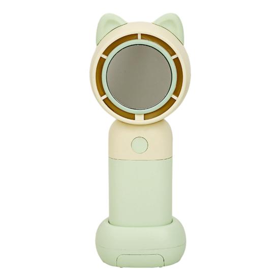 

Cartoon Animal Ears Handheld Fan with Mirror Phone Holder Speed Adjustable USB Rechargeable Summer Cooling Fan Portable Mini Personal зелений