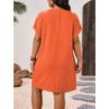 Women's Summer Solid Color Short-sleeved V-neck Plus Size Dress