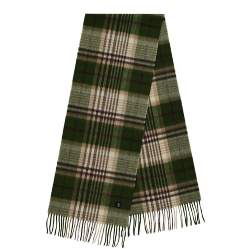 velsey wool 100% check muffler [Irish Green]