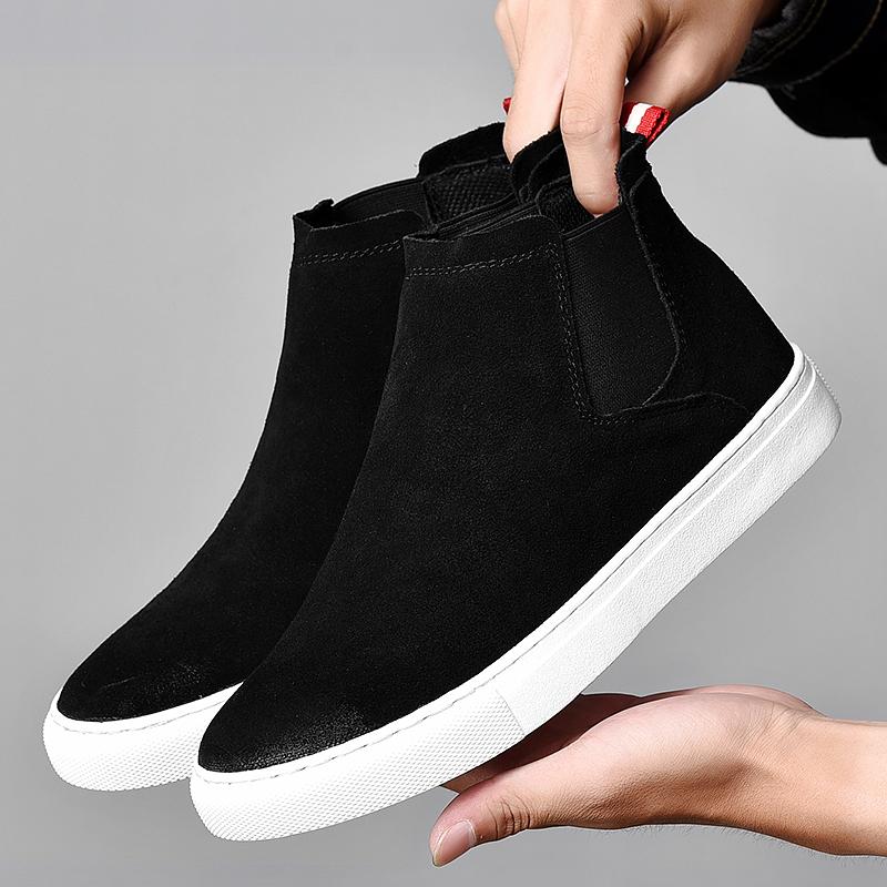 Men‘s Genuine Leather Chelsea Boots Suede Leather Ankle Boots For Men Autumn Winter Casual Shoes