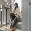 New Arrivals Open Run Women Mink Fur Cozy Loose Fit Round Neck Long Sleeve Knit