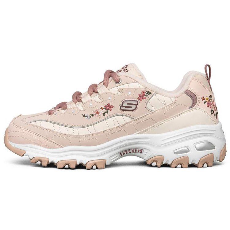 Skechers D'lites 1.0 Low Top Thick Bottom Running Shoes Pink/White Women's 66666325-PNK