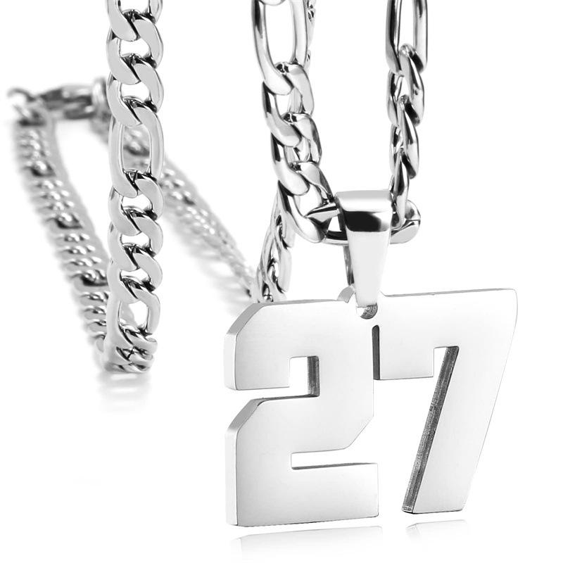 Men's Athlete Stainless Steel Sports Digital Necklace Baseball/Basketball/Soccer Team Inspiration Jewelry Spot