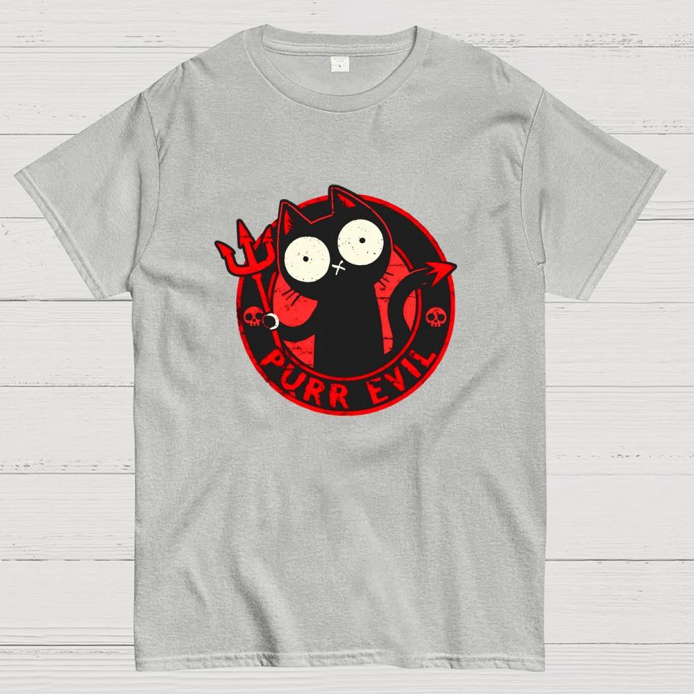 Purr Evil Cat Cotton Summer Casual Cool Loose T-Shirt