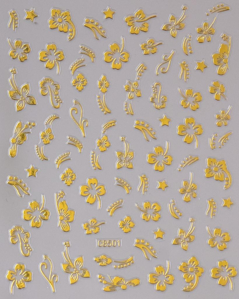 Fresh Little Hibiscus Flower Nail Art Sticker North American Style Hibiscus Small Flower Adhesive Nail Art Sticker Nail Decorative Sticker