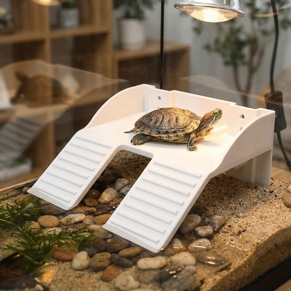 Plastic Turtle Climbing Ramp with Suction Cups Reptile Terrace Feeding Platform Aquarium Decor