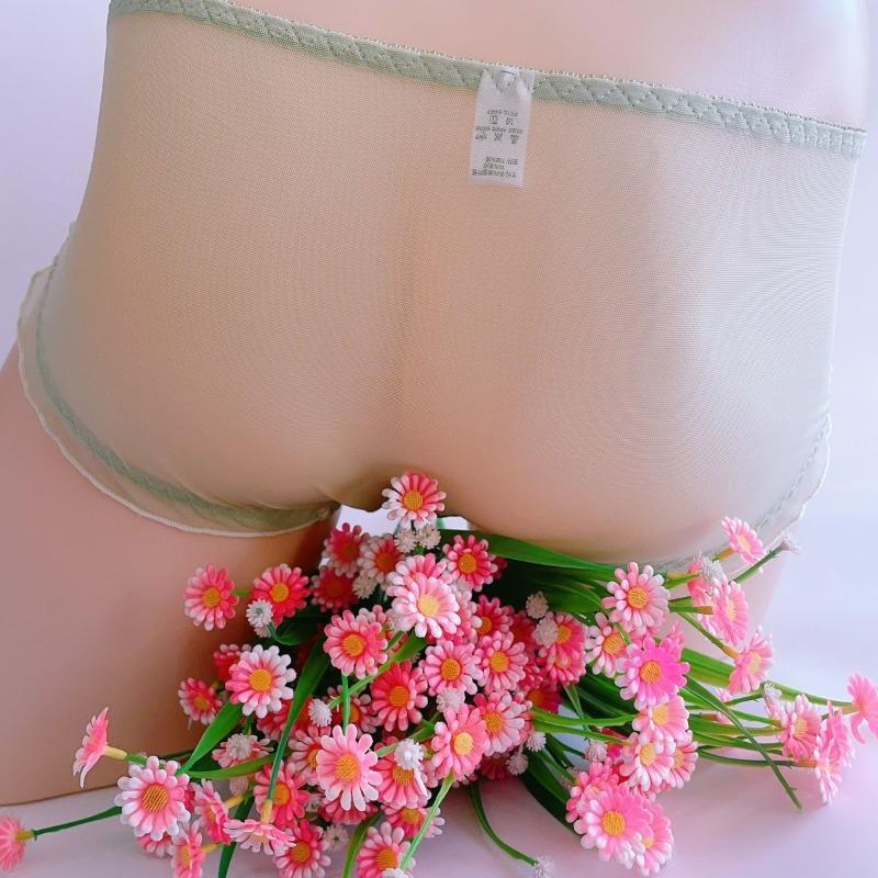 Men Frilly Lace Ruffle Sissy Pouch Panties Japanese Maid Cosplay Crossdress Lingerie Mesh Transparent Briefs Mtf Sweet Underwear