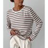 Jersey de punto a rayas retro para mujer – Suéter clásico de cuello redondo europeo y americano para Otoño/Invierno