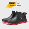 Spring and Autumn Short Rain Shoes Trendy Men's Fashion Rain Boots Urban Outdoor Wading Shoes Waterproof Glue Shoes Fleece Cover Thermal Rubber Shoes