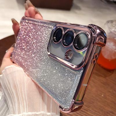 Glitzer für Samsung S25 Überzugshülle für Galaxy S24 Ultra S23 Plus s24FE S22 A55 A54 A53 Weiche, klare Linsenfolie Schutzabdeckung
