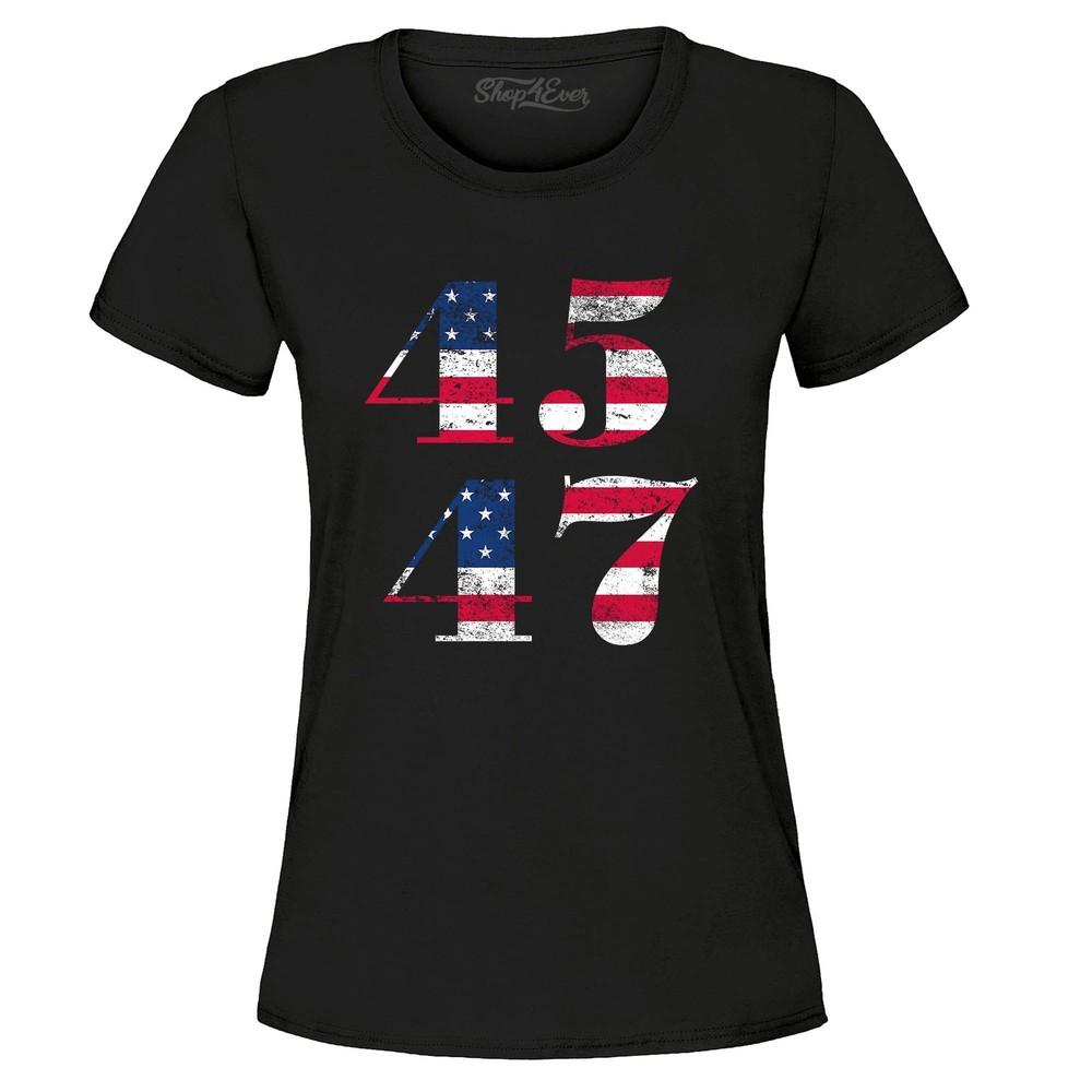 45 47 American Flag Donald Trump 2024 Women's T-Shirt ReElect MAGA Gift Shirts