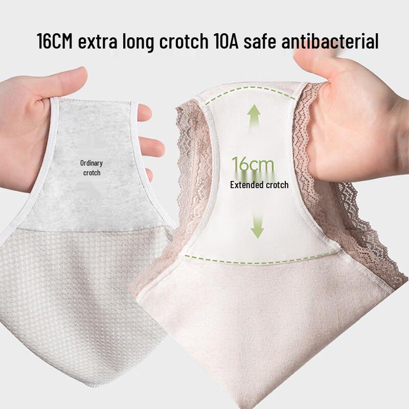 Urban Lady Women's Class A Medical Cotton Antibacterial Lace Briefs 4-Pack