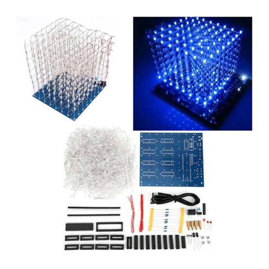 Sada 1 sady elektroniky 3D8 8x8x8 Vícebarevný DIY LED displej Sada elektronických součástí Elektronické příslušenství