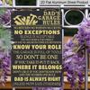 2D Flat, 1pc "Dad's Garage Rules" Aluminium Metal Wall Decor Sign - 8"x12" Funny Gold Tool Garage Decor, Perfect Father's Day Gift & Workshop Wall Art