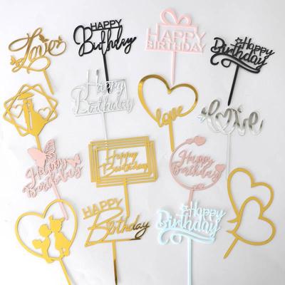 Creative LOVE Heart Happy Birthday Acrylic Cake Topper Decoration