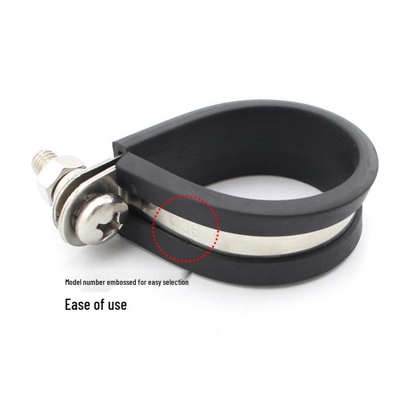 304 Stainless Steel Saddle Clamp with Rubber Strip - Pipe Support and U-Bolt Hose Clip