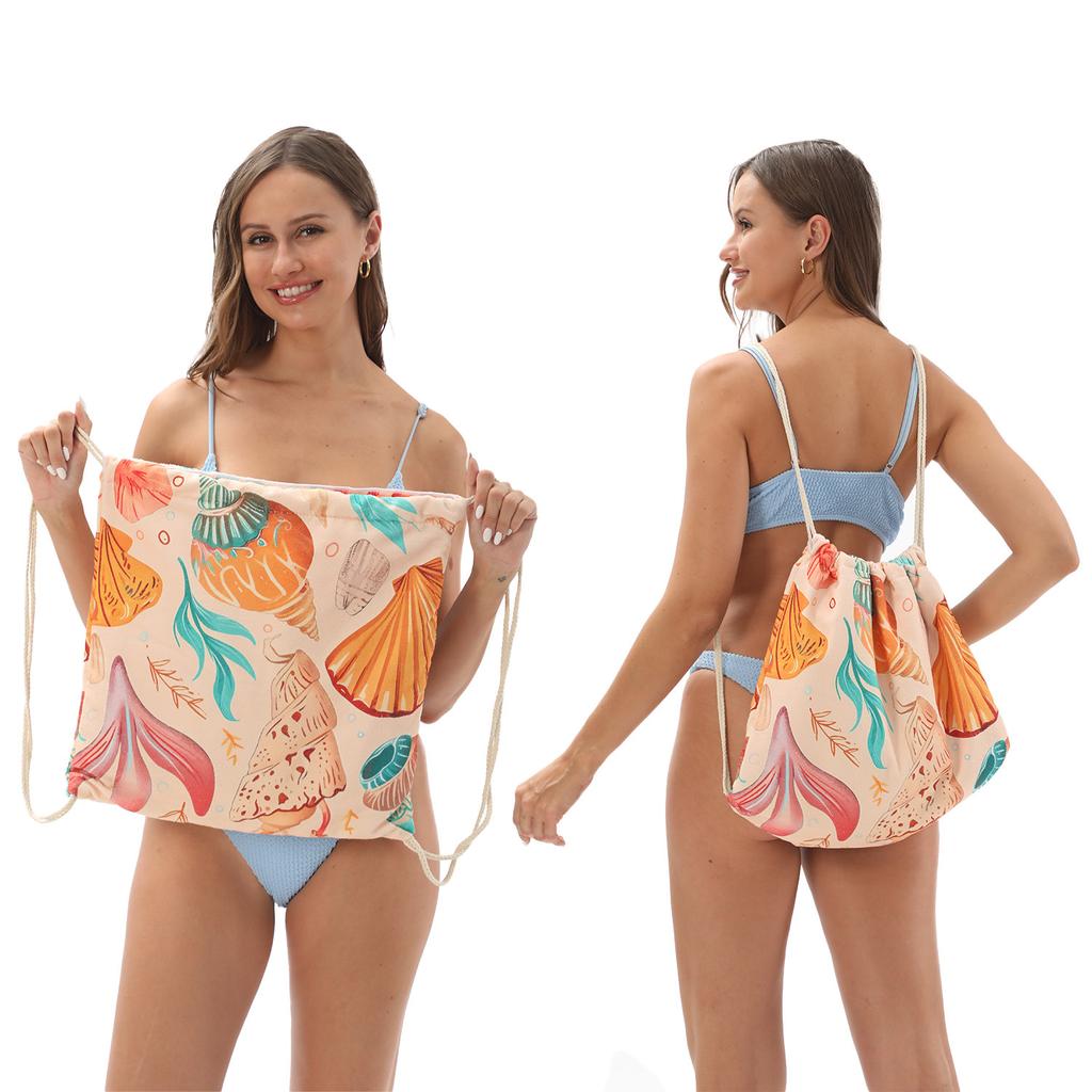 2026 Foldable Beach Towel Printed Bath Towel Integrated Beach Towel Integrated Bag Portable