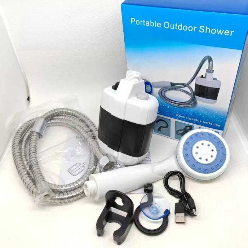 Pompa Doccia Elettrica Portatile Ricaricabile USB per Esterno, Soffione Doccia Portatile per Campeggio, Escursionismo, Viaggio, Lavaggio Auto, Bagno Animali Domestici, Pulizia
