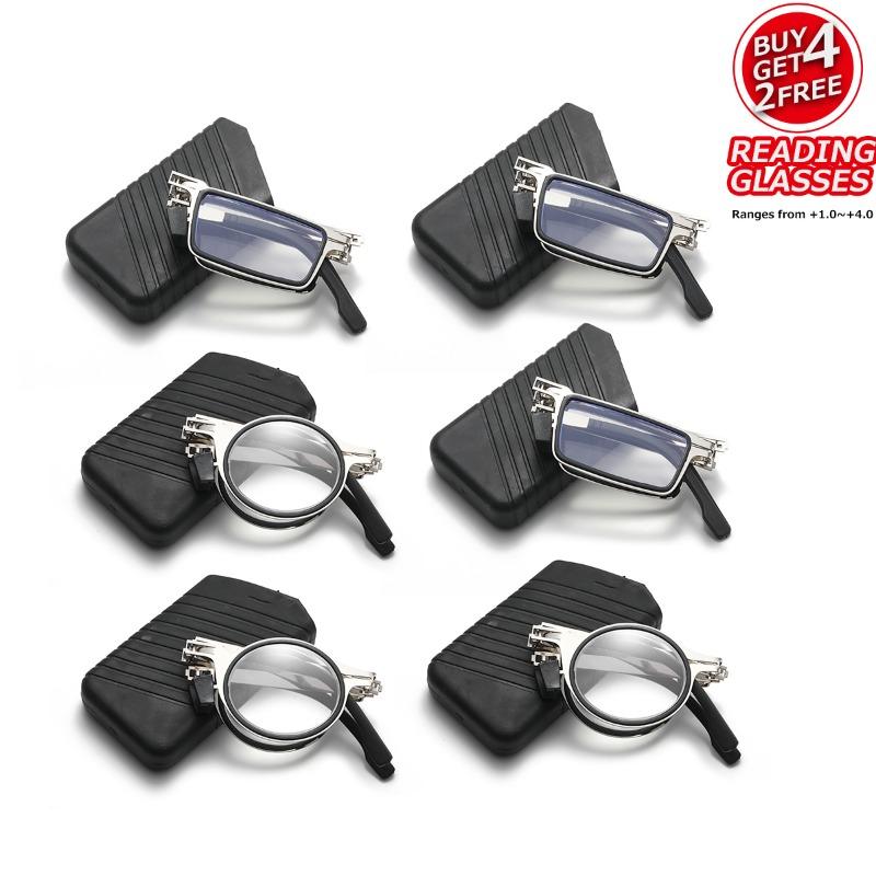 6-Pack Foldable Reading Glasses 3 Round & 3 Square Blue Light Blocking, Unisex Unique Design & Durable. +100