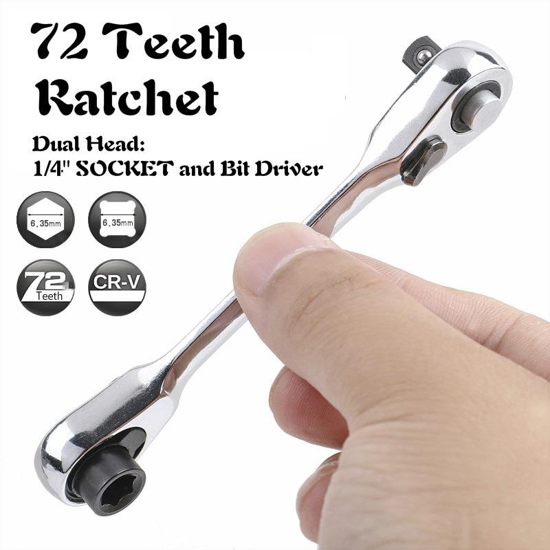 Mini Ratchet, Socket Wrench, Screwdriver, Small Fly Wrench, Batch Head, Handle, Portable 6.35mm