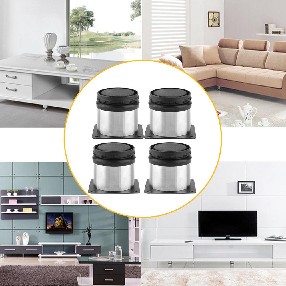 4pcs Adjustable Furniture Legs Stainless Steel Cabinet Feet for Table Bed Sofa (50*50mm)