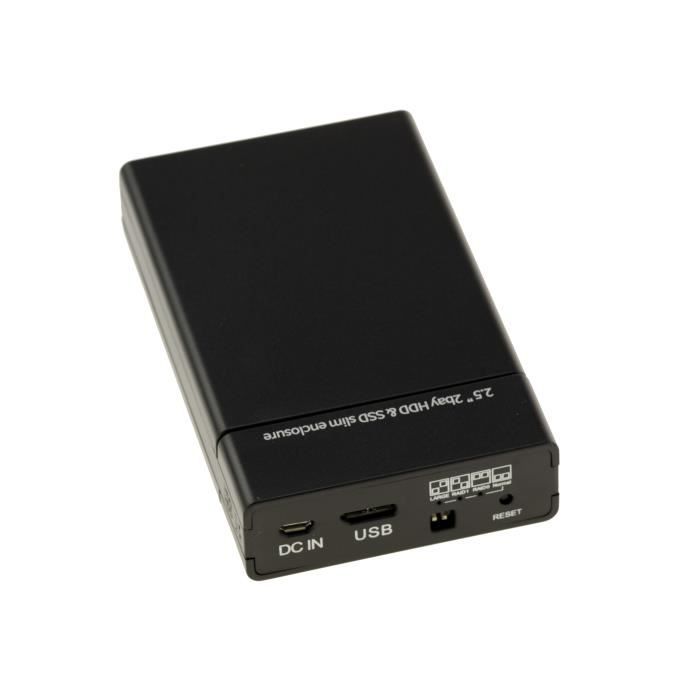 Boitier Externe - Materiel - USB 3.0 - 2 Baies SATA 2.5" - Support RAID 0/1/0+1 - Noir