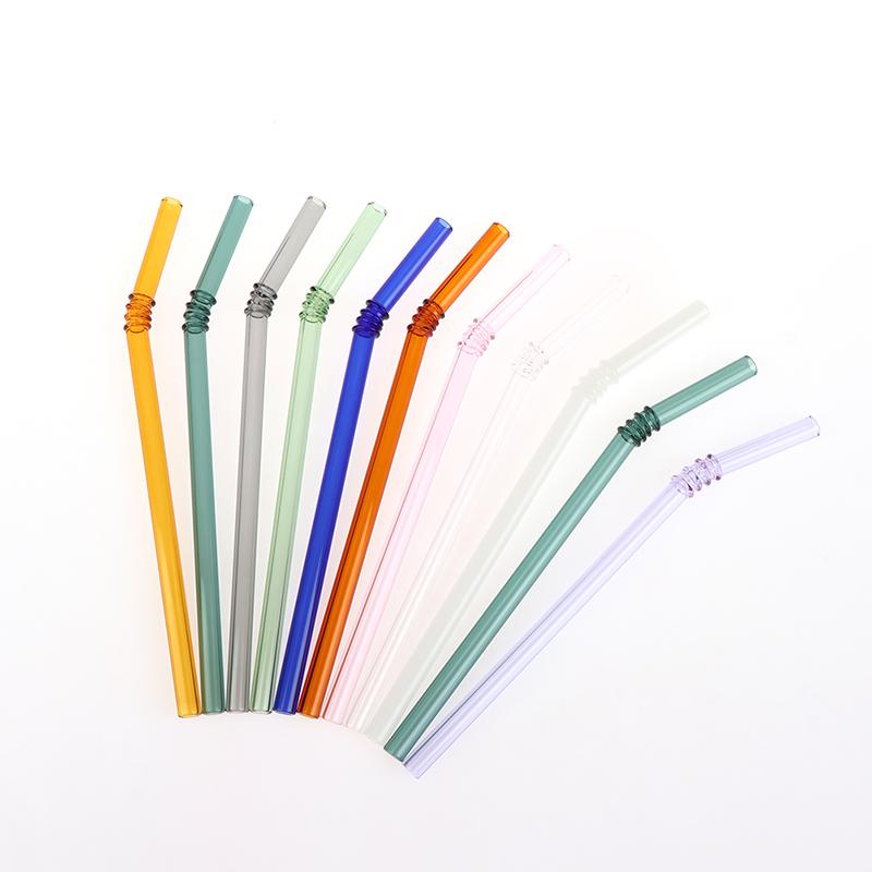 1Pc Reusable Glass Straws Colorful Drinking Straw Eco-Friendly High Borosilicate Glass Straw Party Favors Bar Drinkware