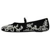 Leather Lightweight Elegant Color-Blocked Embroidered Suede Ballet Flats Women Flats Black 13559510800