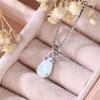 Cute Female White Fire Opal Stone Pendant Necklace Vintage Yellow Gold Color Wedding Jewelry Gift For Women