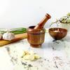 Wooden Grinding Bowl Household Kitchen Manual Garlic Ginger Spices Grinder Mortar Pestle Set