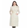 Womens Long Puffer Vest Over-Knee Warm Hooded Sleeveless Coat With Drawstring Waist