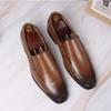 Men Casual Leather Shoes Slip On Small Square Toe Japanese Design