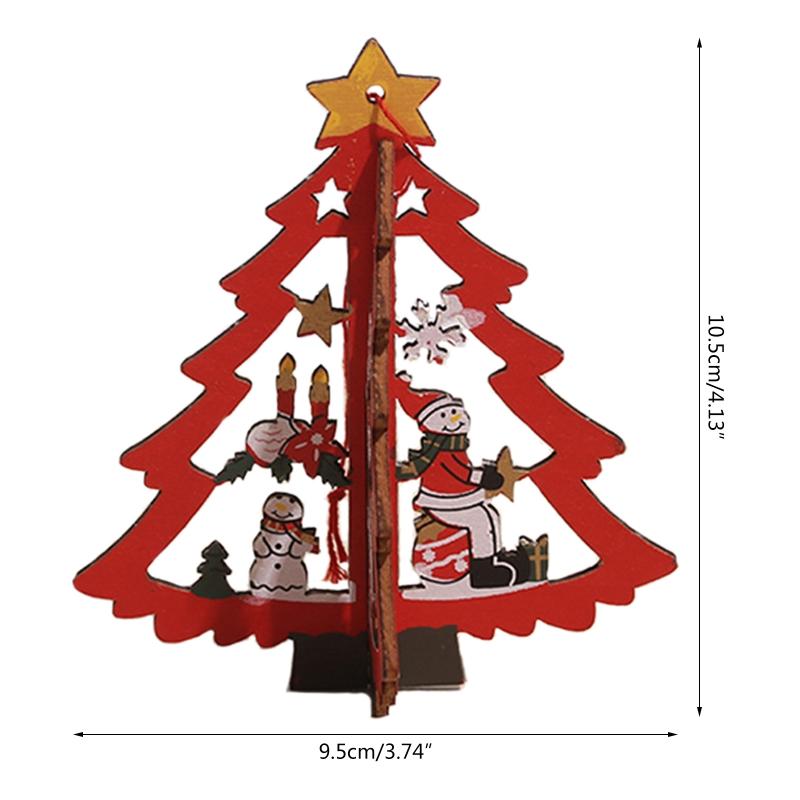Cute Wooden Christmas Ornaments Star Xmas Tree Bell Xmas Tree Hanging Embellishments Crafts DIY Holiday Hanging Decor