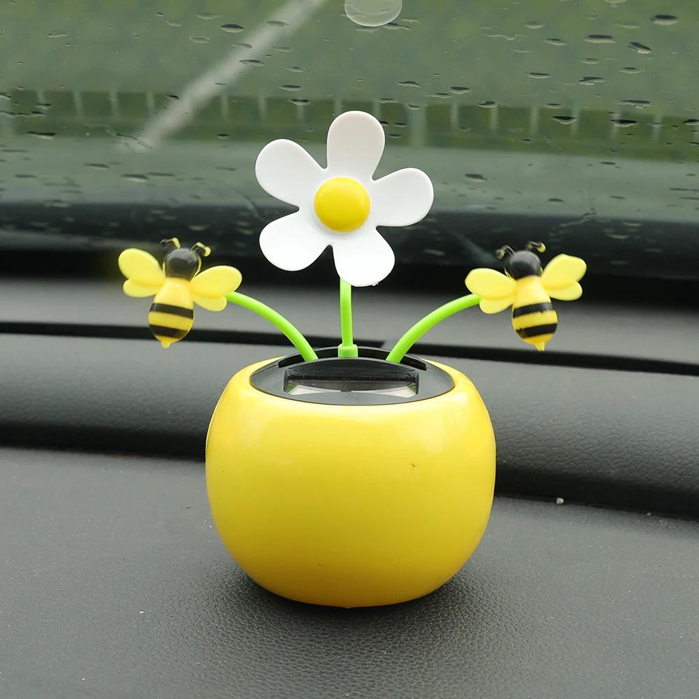 Auto Solar Schwingende Sonnenblume Dekoration Niedliche Biene Sonnenblume Blume Spielzeug Auto Innenraum Dekoration Styling Heimdekorationen Zubehör