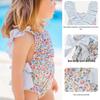 Summer Girls' One-Piece Swimsuit: Cute Blue and Pink Print