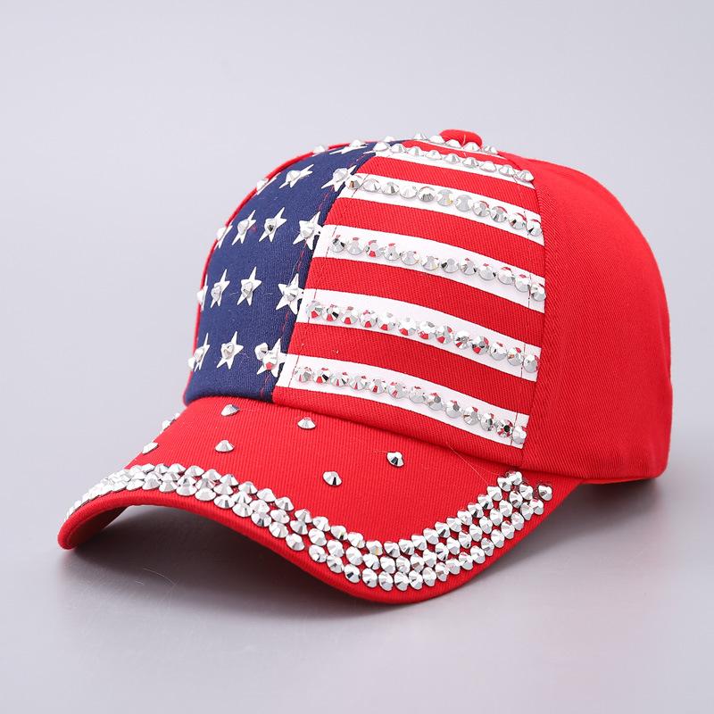 American flag baseball cap men's and women's fashion rhinestone USA curved brim cap spot batch