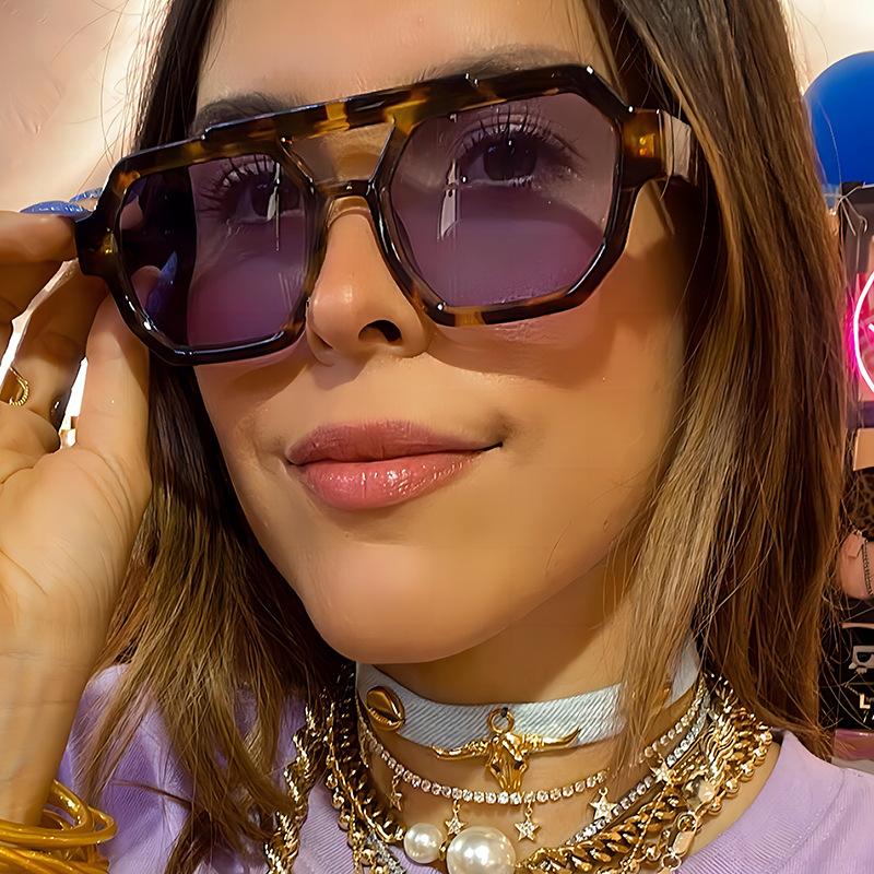 Vintage Men Double Bridges Eyewear Polygon Square Women Sunglasses Fashion Luxury Designer Eyewear Men Sun Glasses Uv400