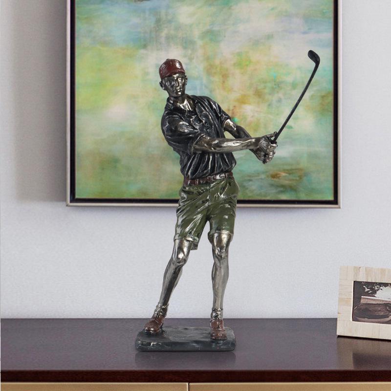 Golf Sports Person Resin Ornament for Living Room or Office Decor
