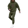 Men's Solid Color Flag Print Hooded Universal Versatile Hooded Sweatshirt Sweatpants Casual Sports Suit
