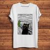 Scream Neko Cat Scared CucumberFunny Skrik Meow TshirtShort Sleeve Casual TShirt Unisex TeeBreathable Nocracking Printing